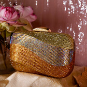 Wave Crystal Clutch Mix Gold | Detachable Sling