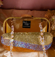 Wave Crystal Clutch Mix Gold | Detachable Sling