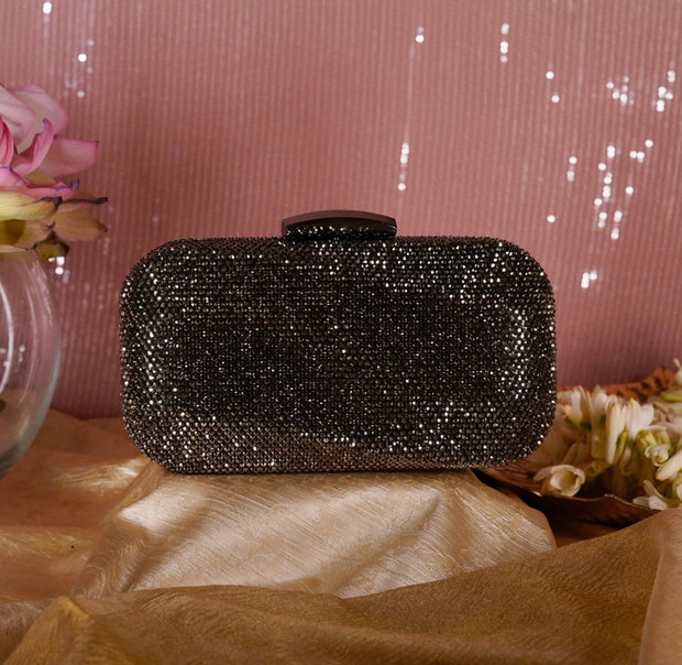 Wave Crystal Clutch Black | Detachable Sling