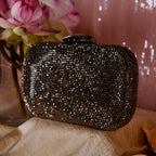 Wave Crystal Clutch Black | Detachable Sling