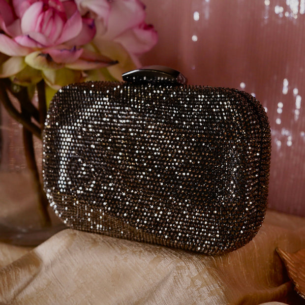 Wave Crystal Clutch Black | Detachable Sling