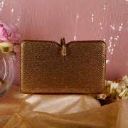 Gold Crystal Clutch Rectangle | With Detachable Sling