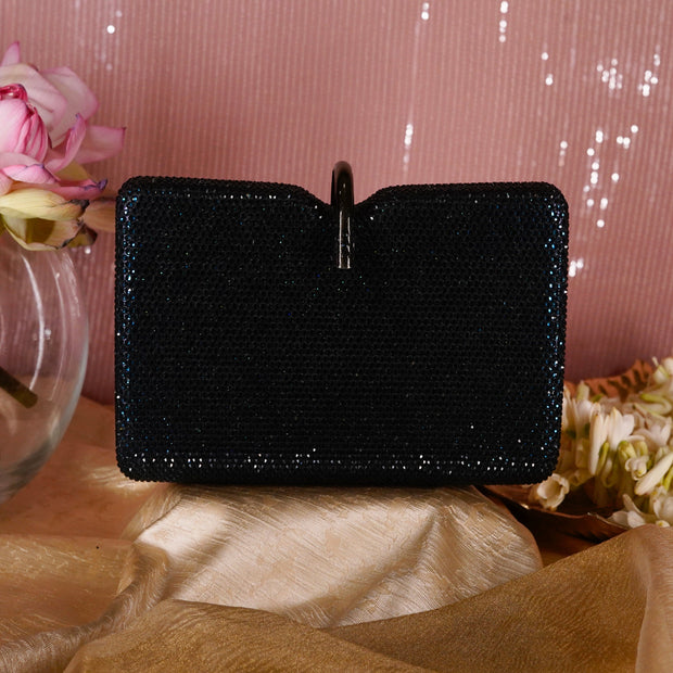 Blue Crystal Clutch Rectangle | With Detachable Sling