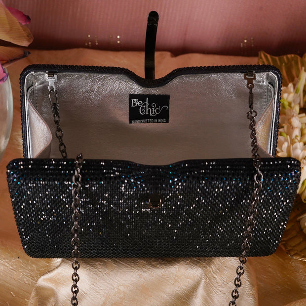 Blue Crystal Clutch Rectangle | With Detachable Sling