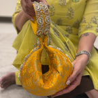 Kundan Brocade yellow Potli