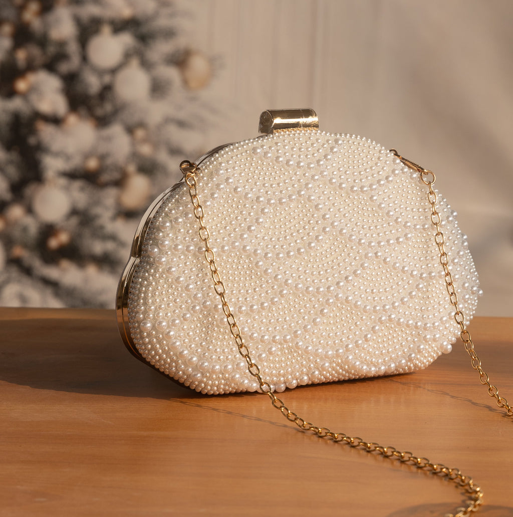 Lustre Pearl Clutch Ivory