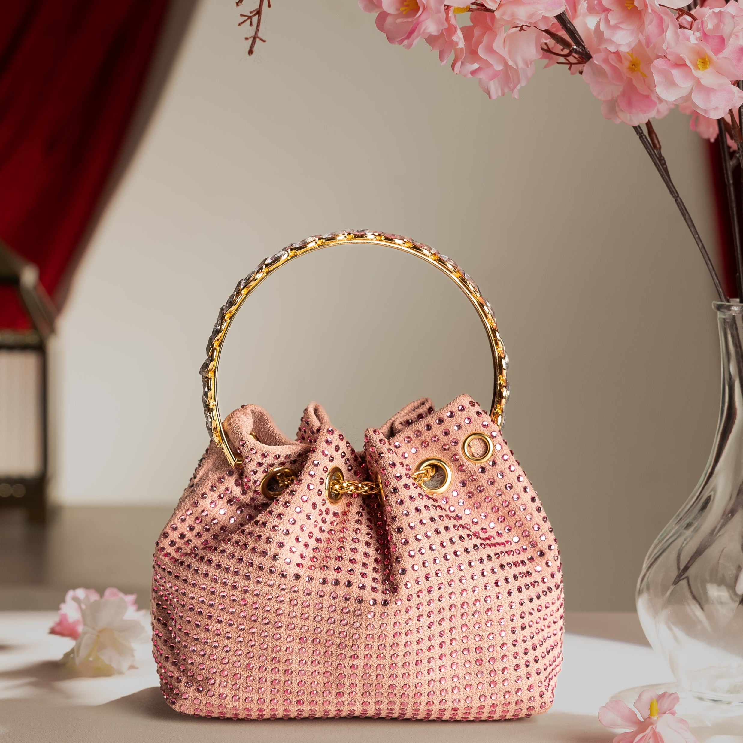 Velvet Verve Crystal Bucket Light Pink
