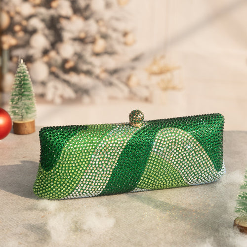 Crystal Ripple Clutch Green