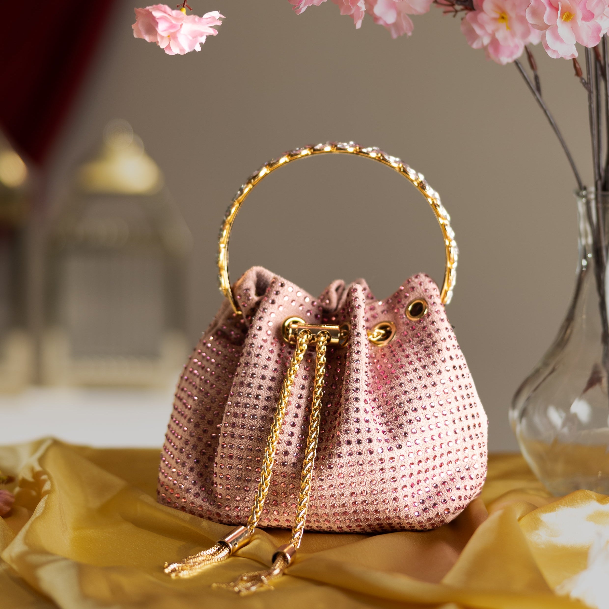 Velvet Verve Crystal Bucket Light Pink