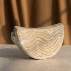 Golden Wave Embellished Clutch With Polki Details Handle