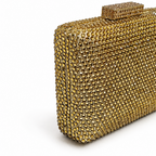 Gold Crystal Mini Box Clutch