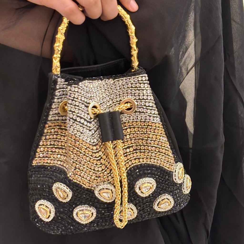 Noor Polki Bucket Bag in Black