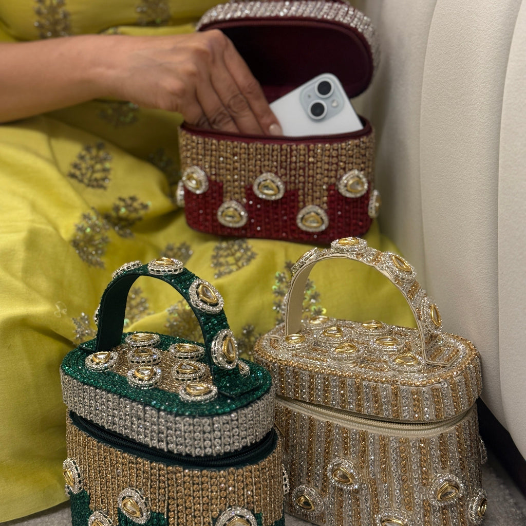 Midnight Polki Jewel Bag in Red
