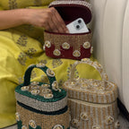 Midnight Polki Jewel Bag in Red