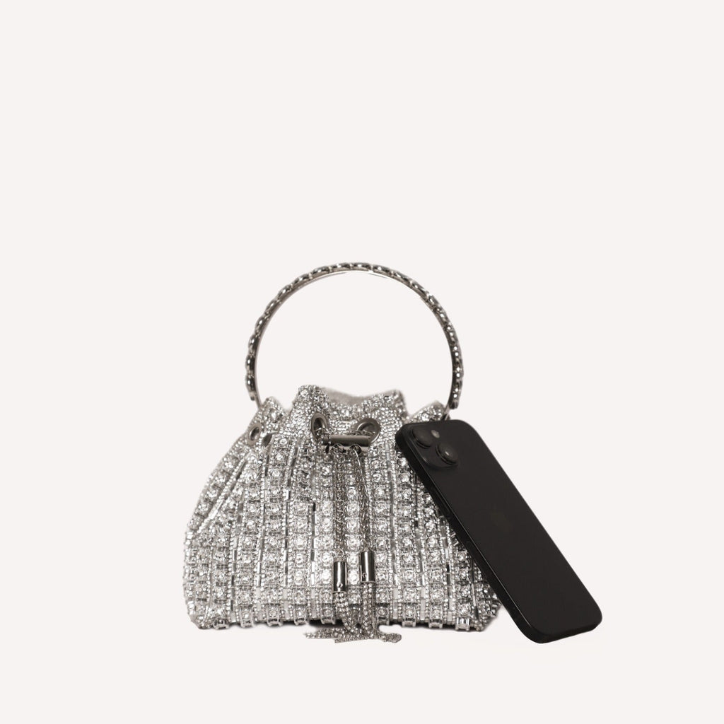 Crystelle Luxe Drawstring Bag Silver