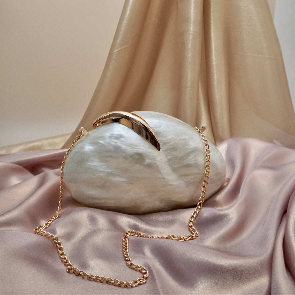 Luna Luxe Acrylic Clutch Ivory | With Detachable Sling