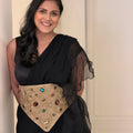 Gold Hand-Embellished Waist Belt with Jewel Detailing