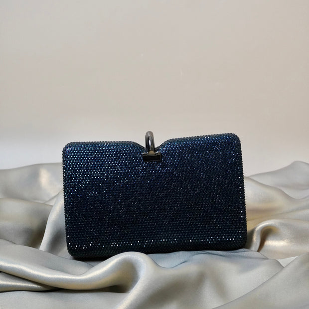 Blue Crystal Clutch Rectangle | With Detachable Sling