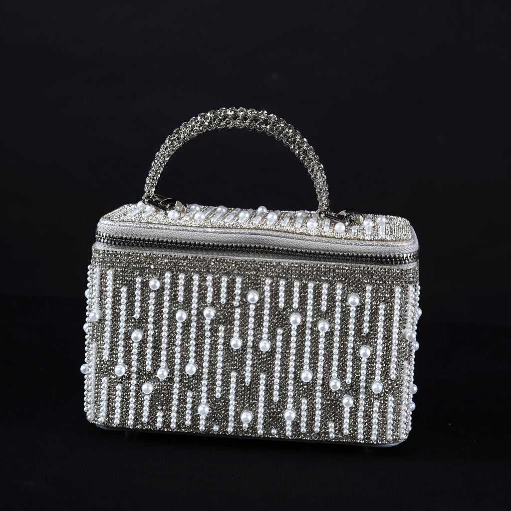 Silver Pearl Cascade Vanity Bag