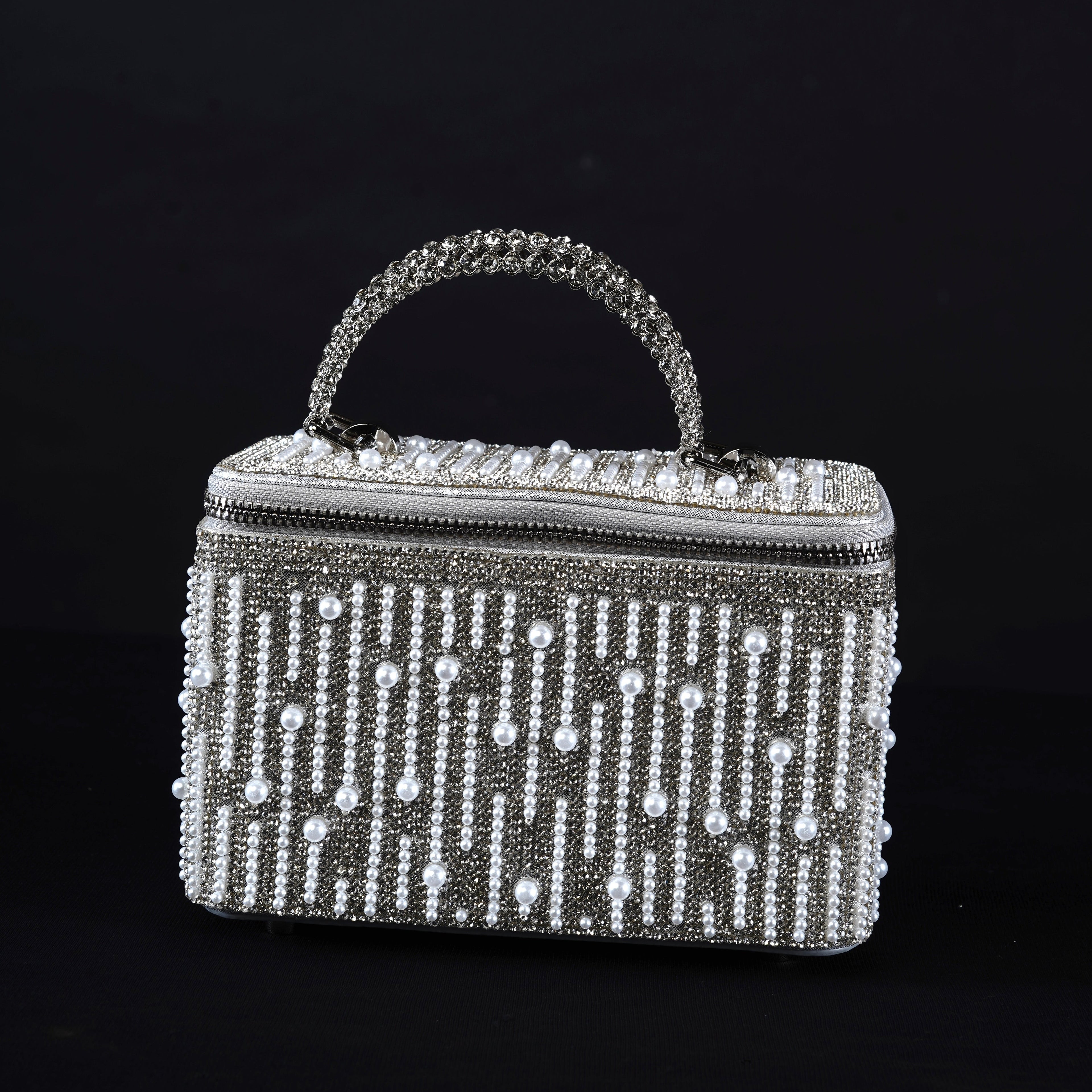 Silver Pearl Cascade Vanity Bag