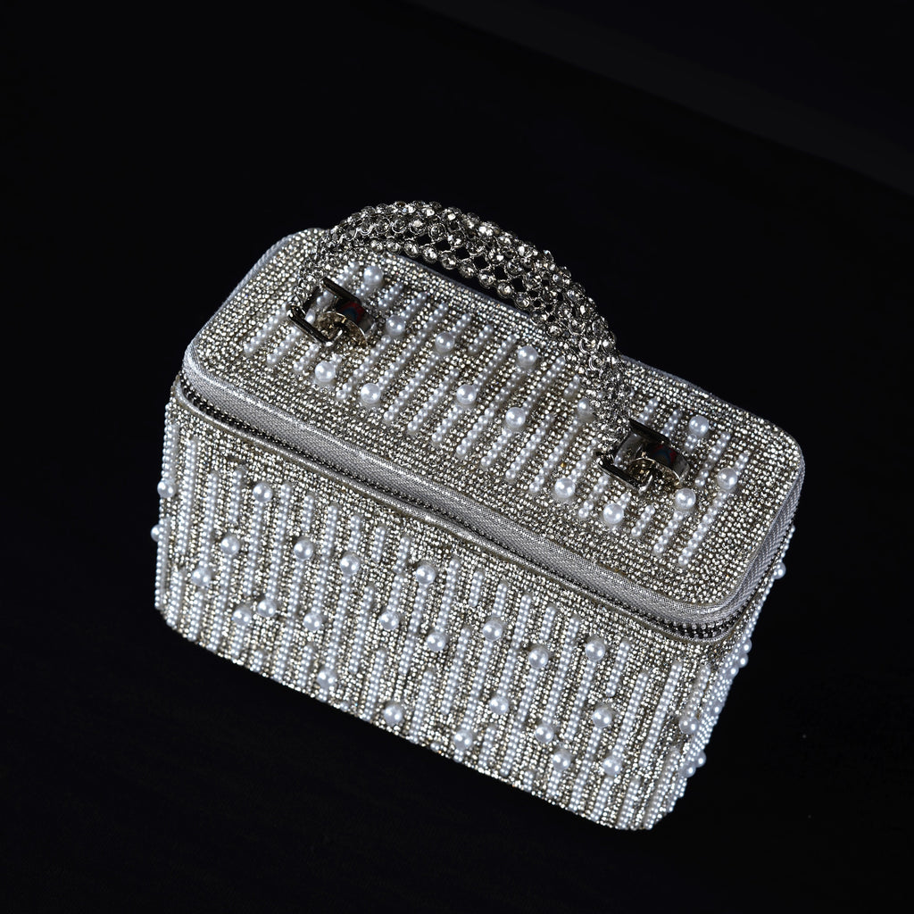Silver Pearl Cascade Vanity Bag