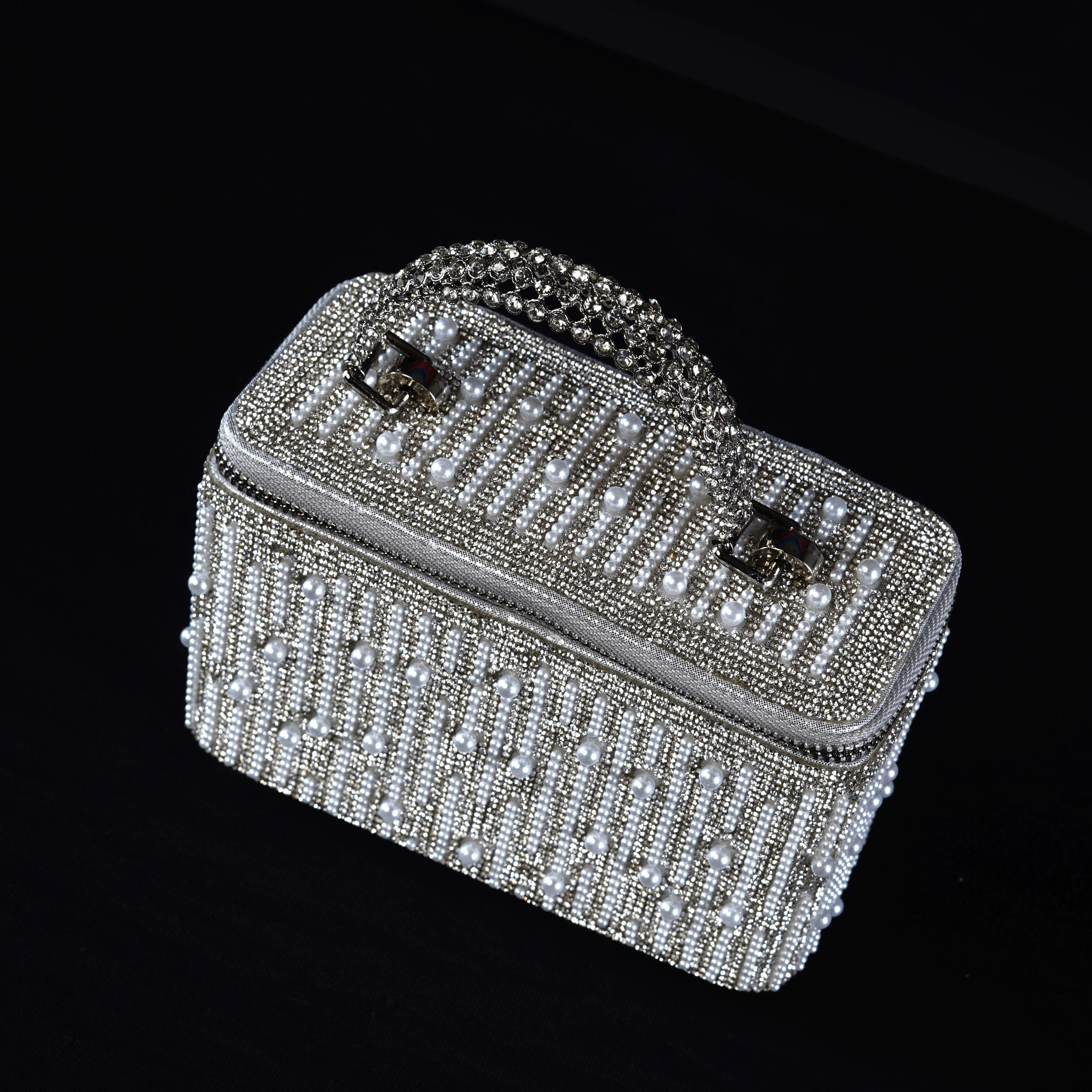 Silver Pearl Cascade Vanity Bag