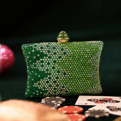 Emerald Green Ombre Crystal Box Clutch Mini