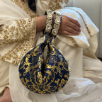 Kundan Brocade Blue Potli