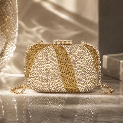 Mini Crystal Ripple Clutch Gold hover image