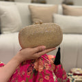 Pebble Crystal Clutch R Gold