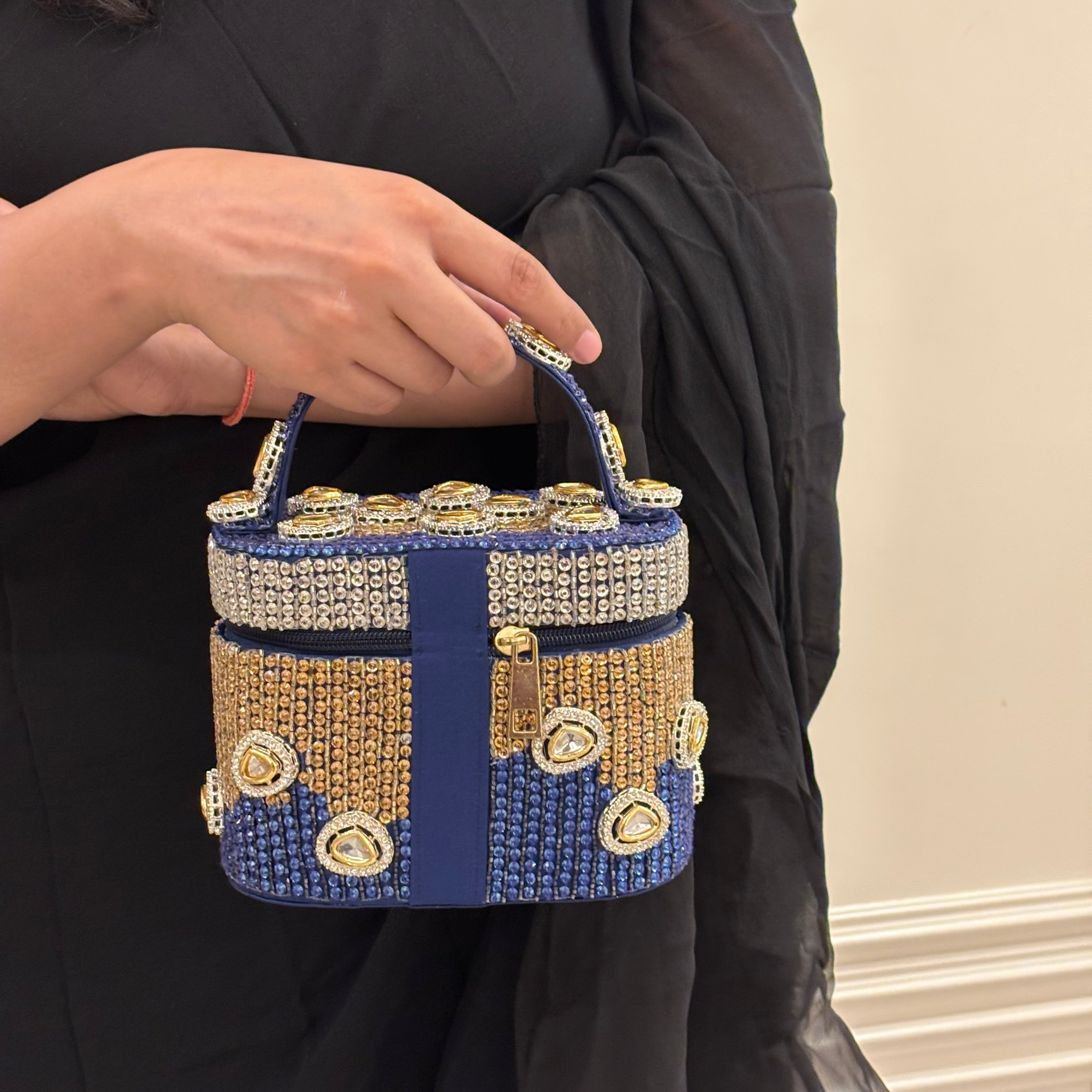 Midnight Polki Jewel Bag in Blue