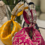 Kundan Brocade Pink Potli