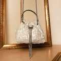 Sequin Bucket Bag In Ivory