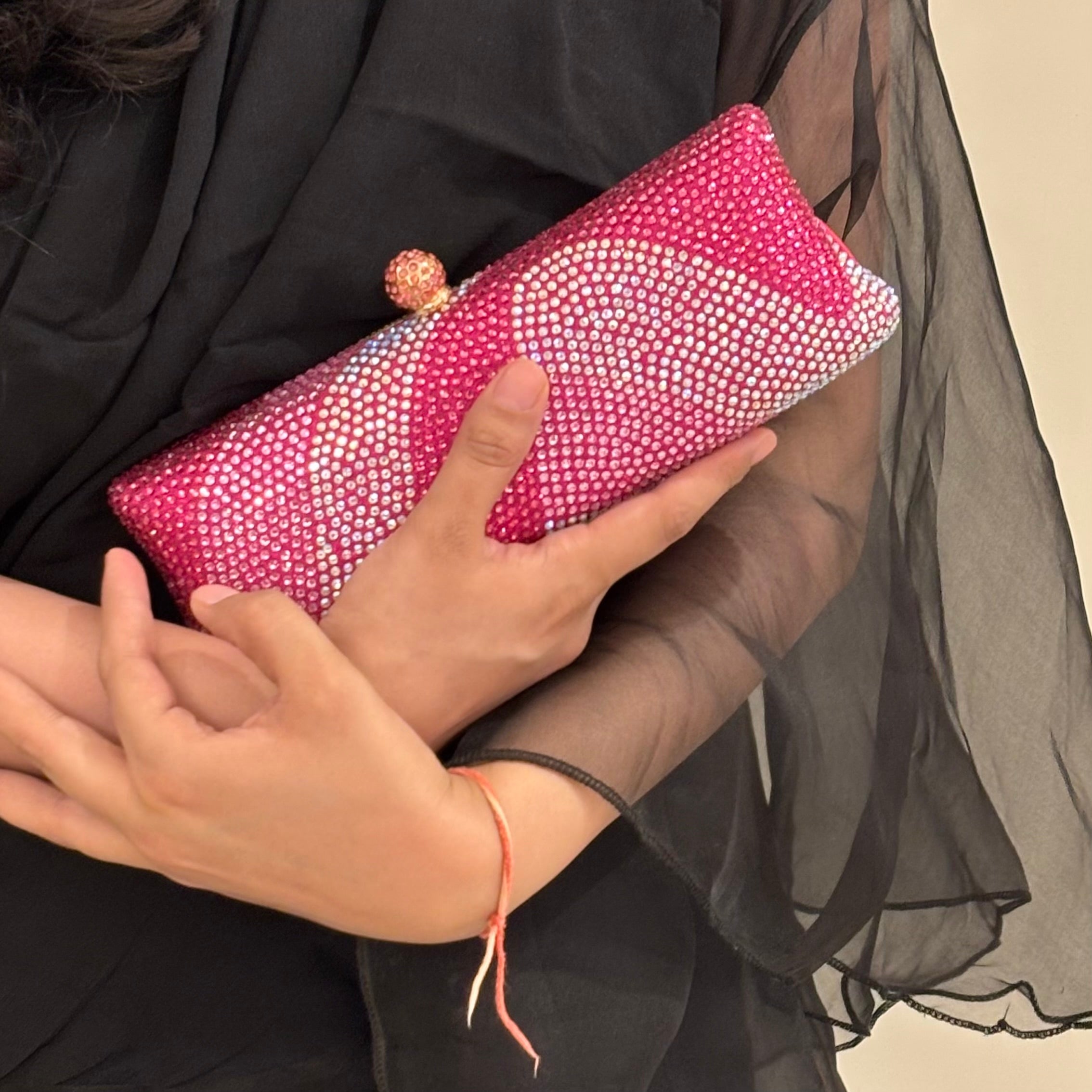 Crystal Ripple Clutch Pink