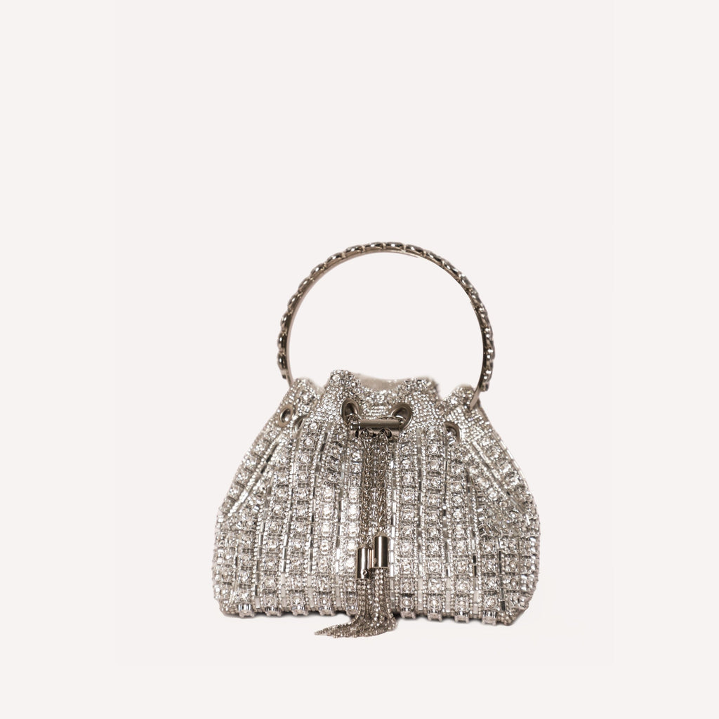 Crystelle Luxe Drawstring Bag Silver