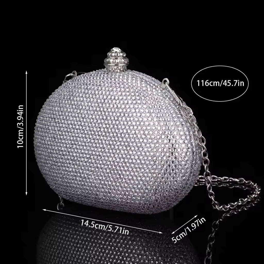 Mini Crystal Clutch Silver Semicircle