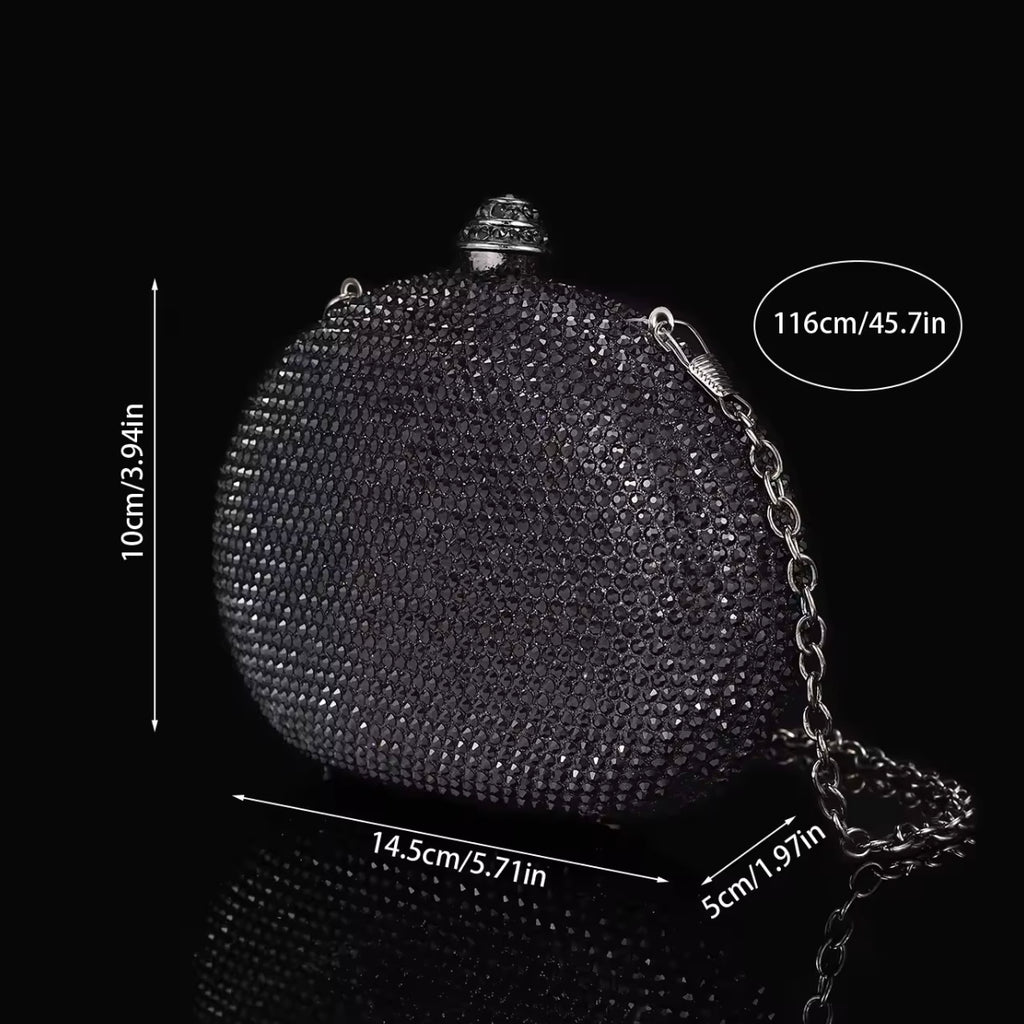 Mini Crystal Clutch Black Semicircle