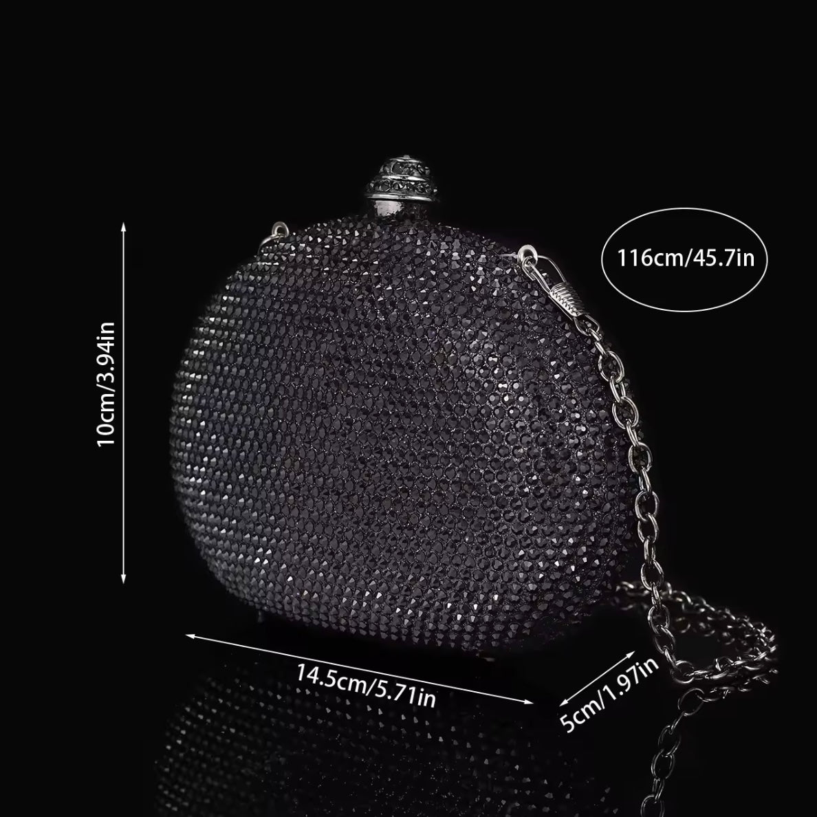 Mini Crystal Clutch Black Semicircle