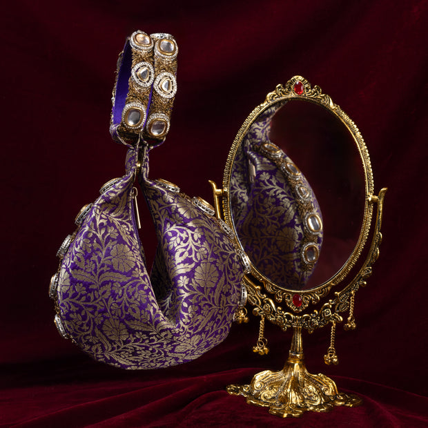 Kundan Brocade Purple Potli