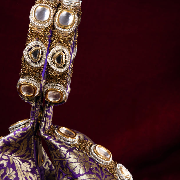 Kundan Brocade Purple Potli