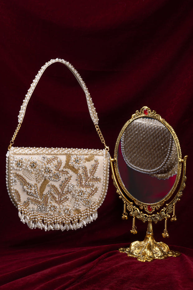 Vintage Floral Semi Circle Clutch