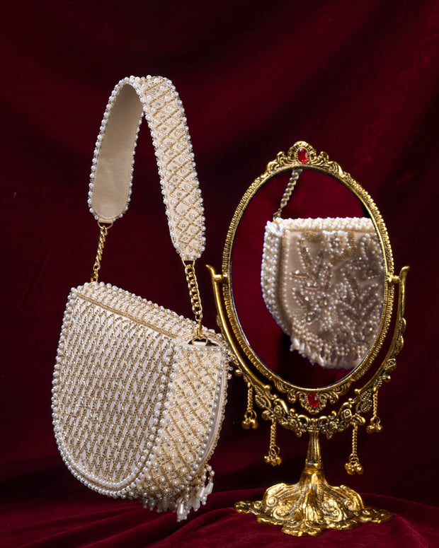 Vintage Floral Semi Circle Clutch