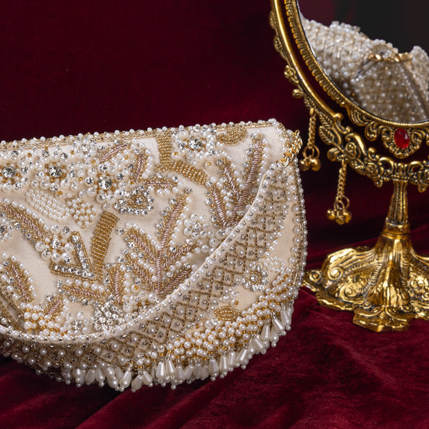 Vintage Floral Semi Circle Clutch