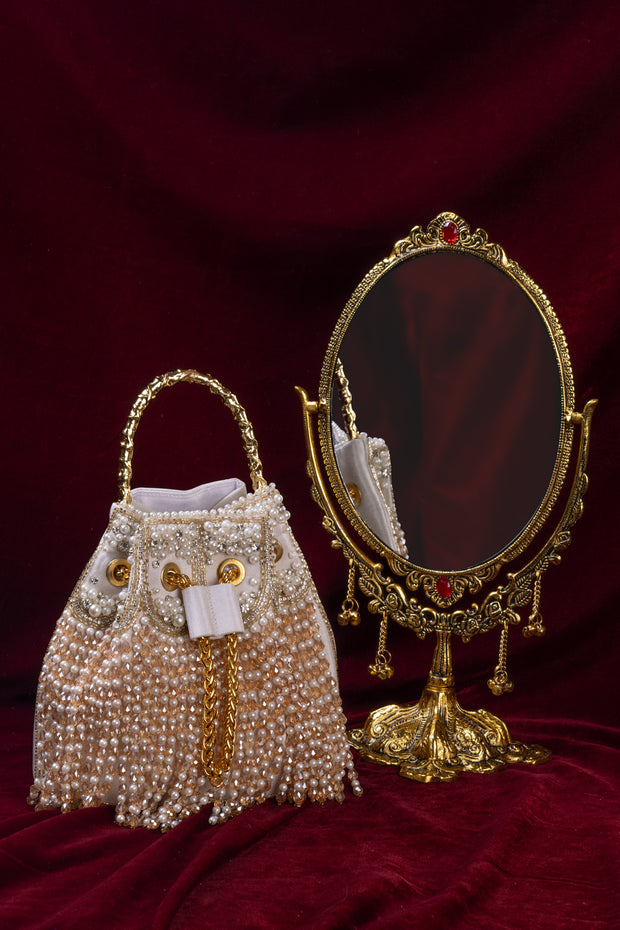 Vintage Pearl Tassel Bucket Bag