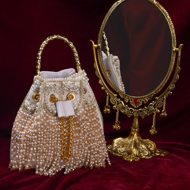 Vintage Pearl Tassel Bucket Bag