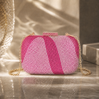 Mini Crystal Ripple Clutch Pink
