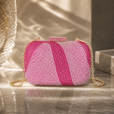 Mini Crystal Ripple Clutch Pink hover image