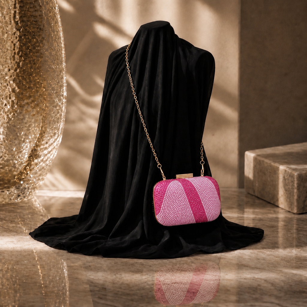 Mini Crystal Ripple Clutch Pink