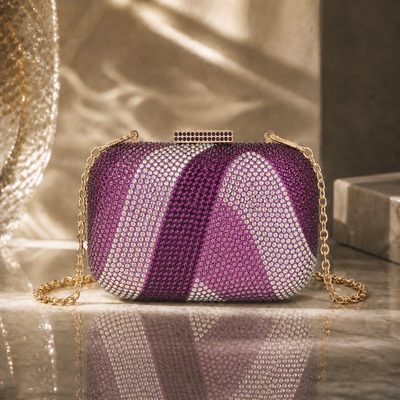 Mini Crystal Ripple Clutch Purple