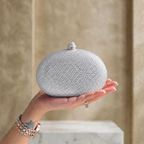 Mini Crystal Clutch Silver Semicircle